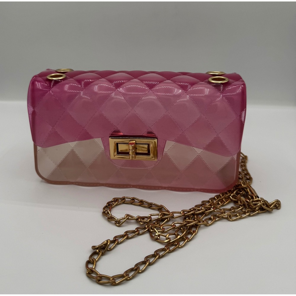 Jelly Crossbody Bag Women Small Pink Ombre Quilted Chain Strap Barbiecore